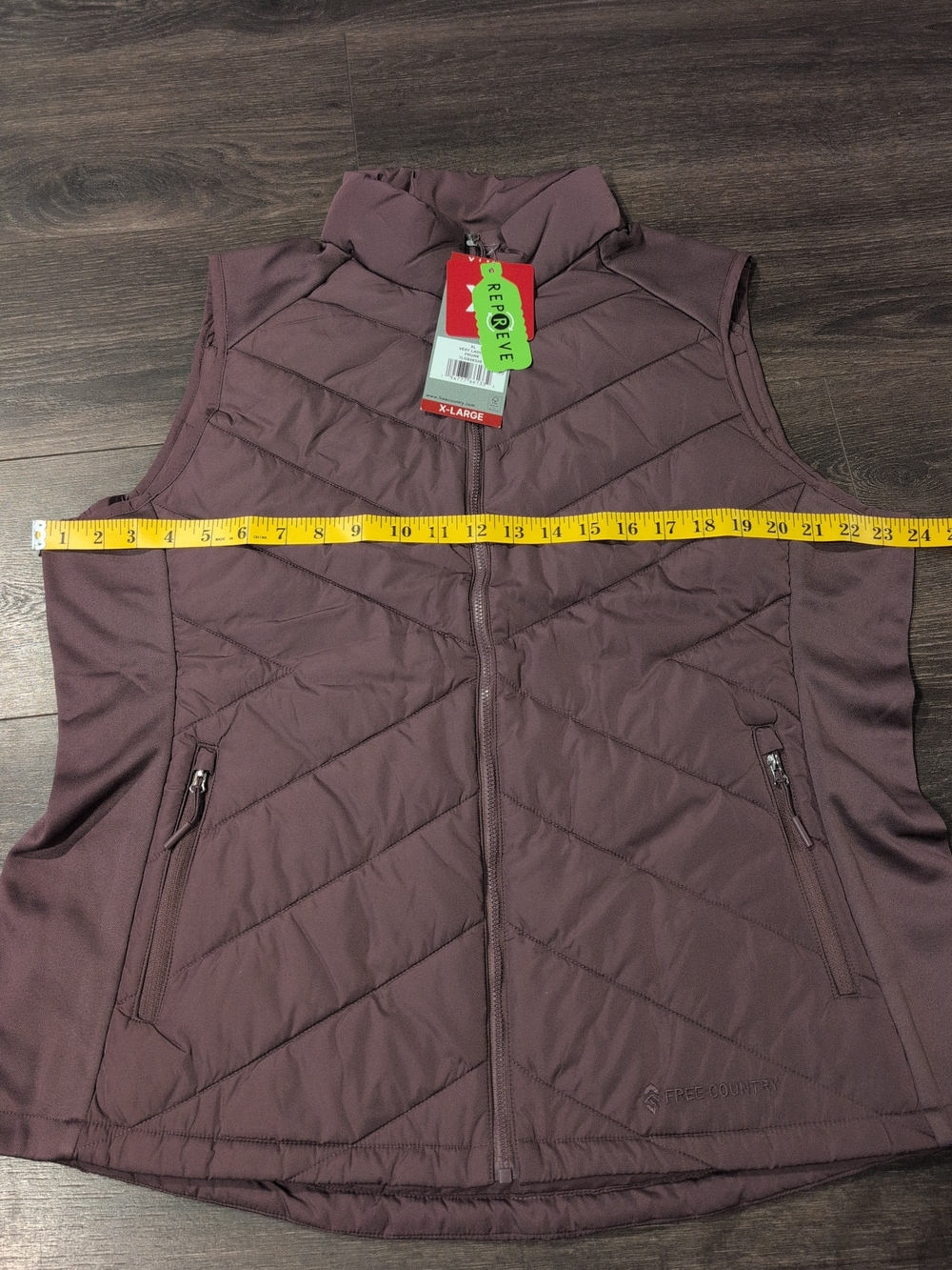 NWT Women’s Free Country Purple Free Cycle Quilted Vest Size XL Inside Pockets